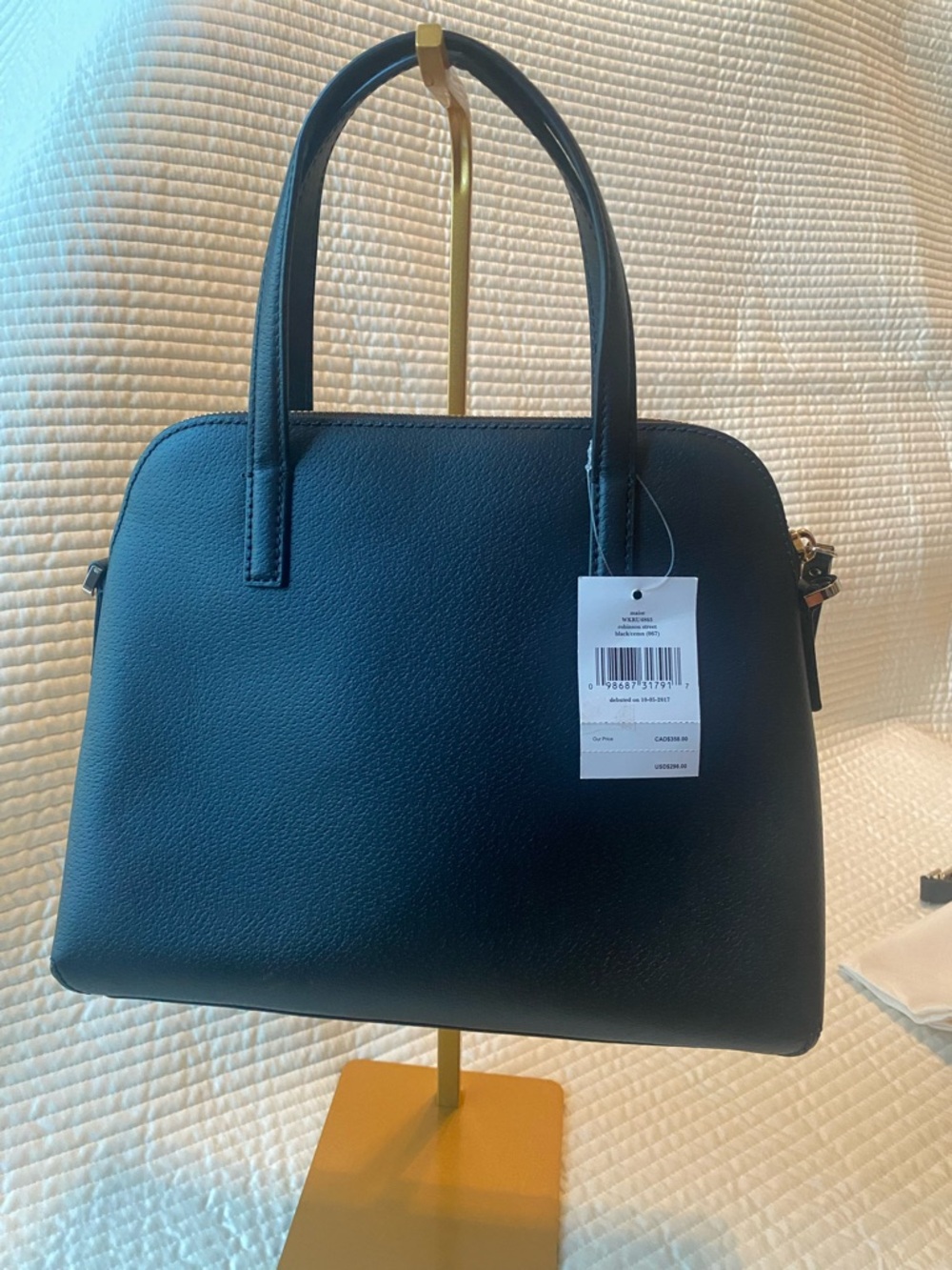 Kate Spade black satchel with white bow accent. Beautiful! - Picture 2 of 11